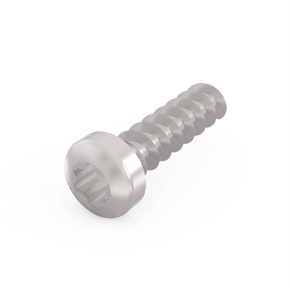 Eine silberne Metallschraube mit einem Sechskant-Innensechskantkopf, geeignet für die Befestigung von Materialien.