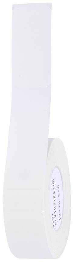 Eine Rolle transparentes Klebeband mit einem weißen Papierstreifen, der darauf aufgeklebt ist.