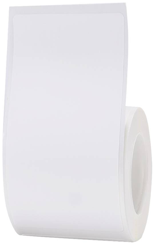 Eine weiße Rolle eines selbstklebenden Etikettenbandes, leicht diagonal dargestellt, ohne sichtbare Aufschriften oder Marken.