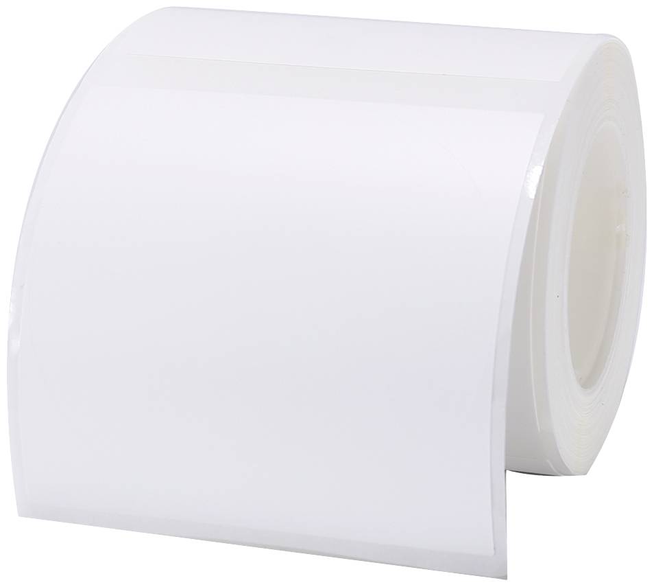 Rolle eines weißen Klebebands, aufgewickelt, seitlich sichtbar.