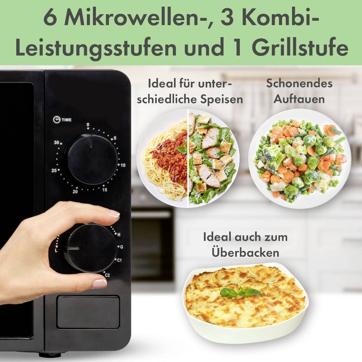 Clatronic MWG 792 Mikrowelle Schwarz 700W Grillfunktion, Timerfunktion