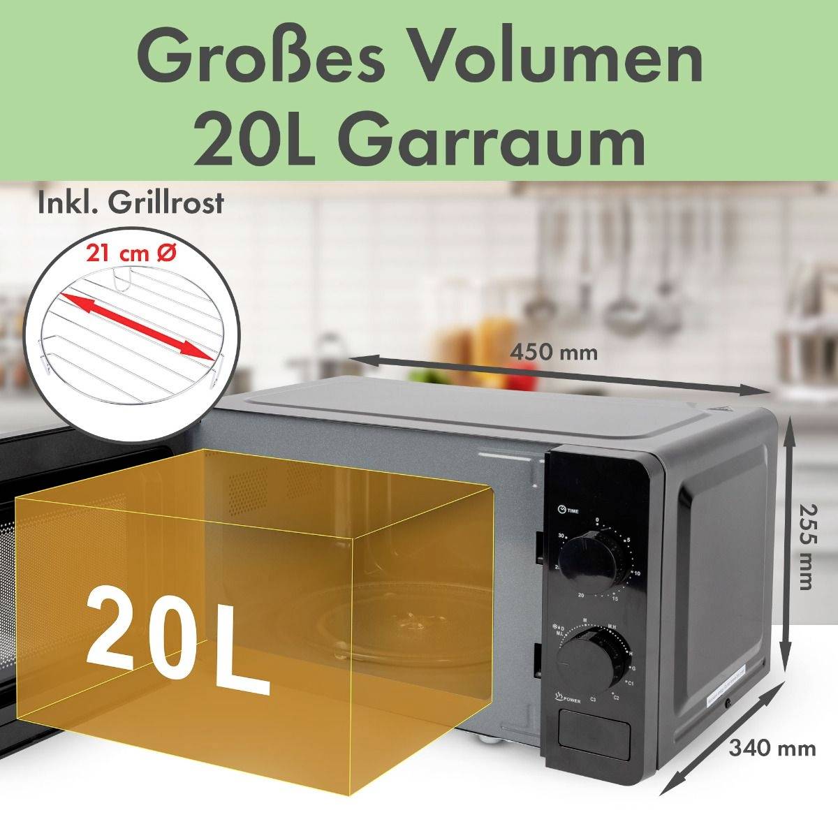 Clatronic MWG 792 Mikrowelle Schwarz 700W Grillfunktion, Timerfunktion