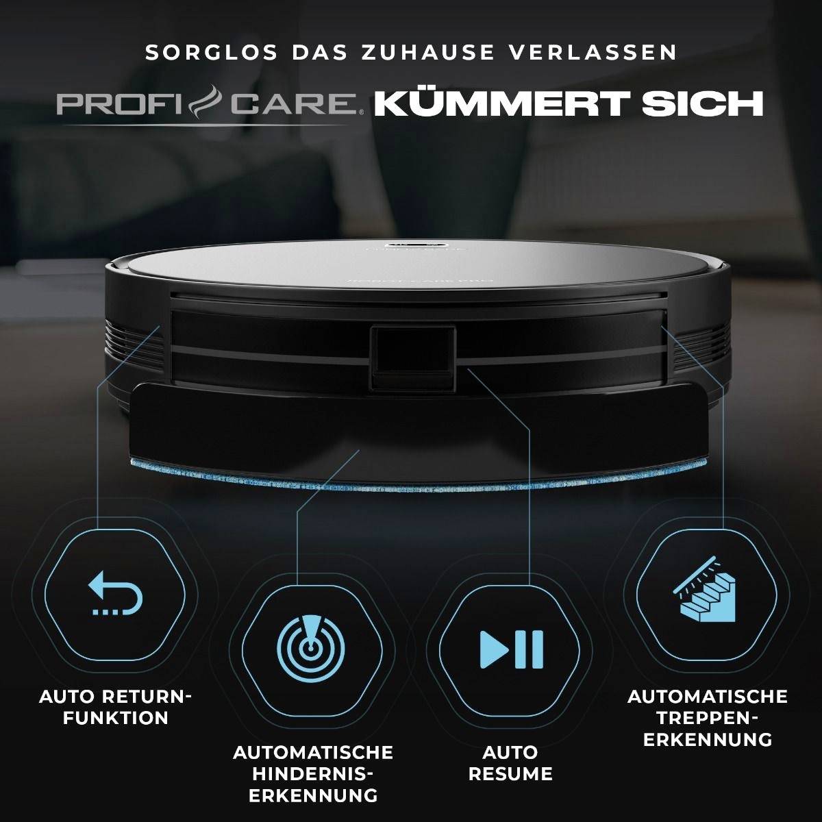 Profi-Care PC-BSR 3108 Saug-und Wischroboter Schwarz Fernbedienbar