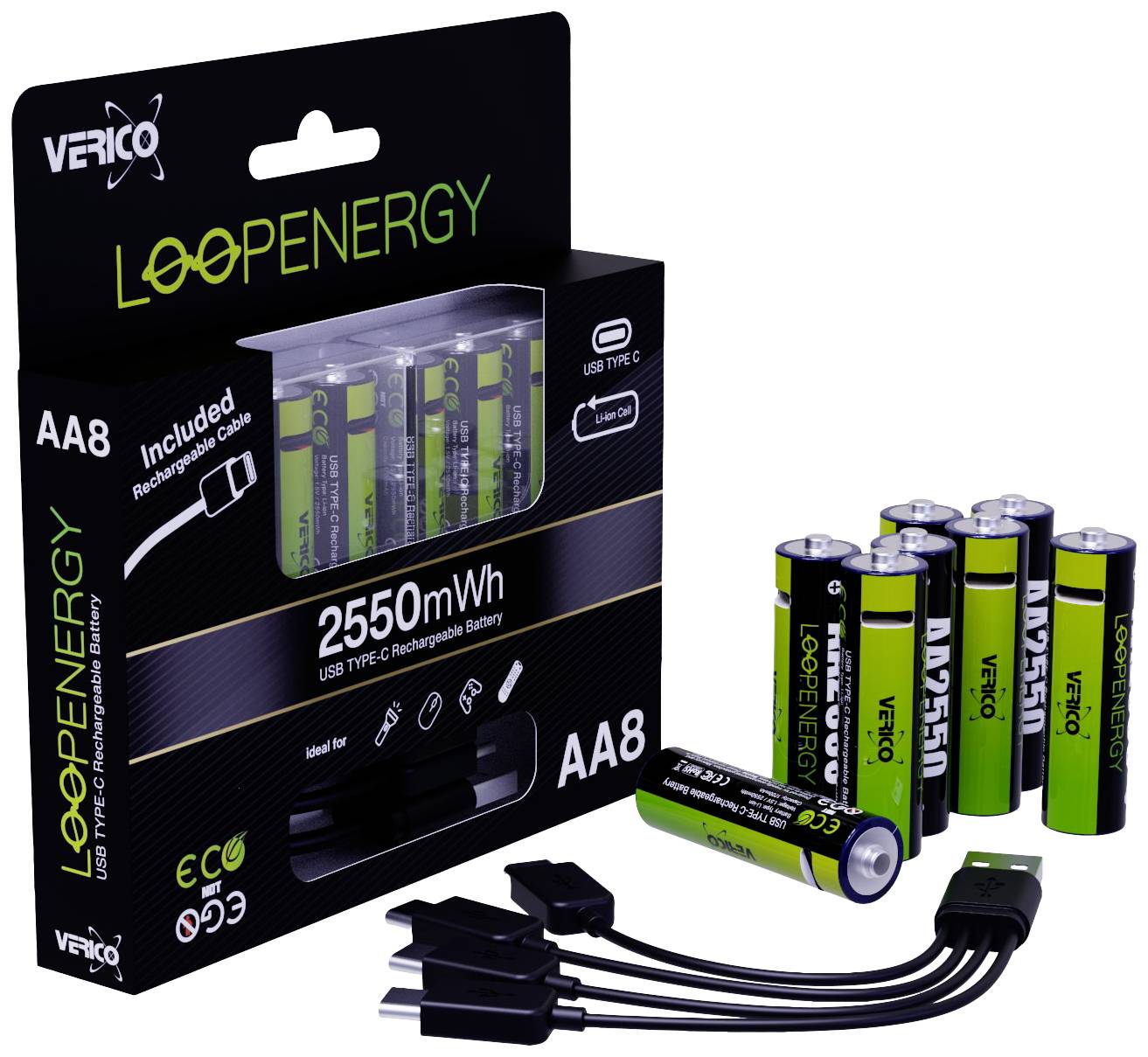Verico LoopEnergy USB-C USB-C® Akku Li-Ion 1700 mAh 1.5 V 8 St.