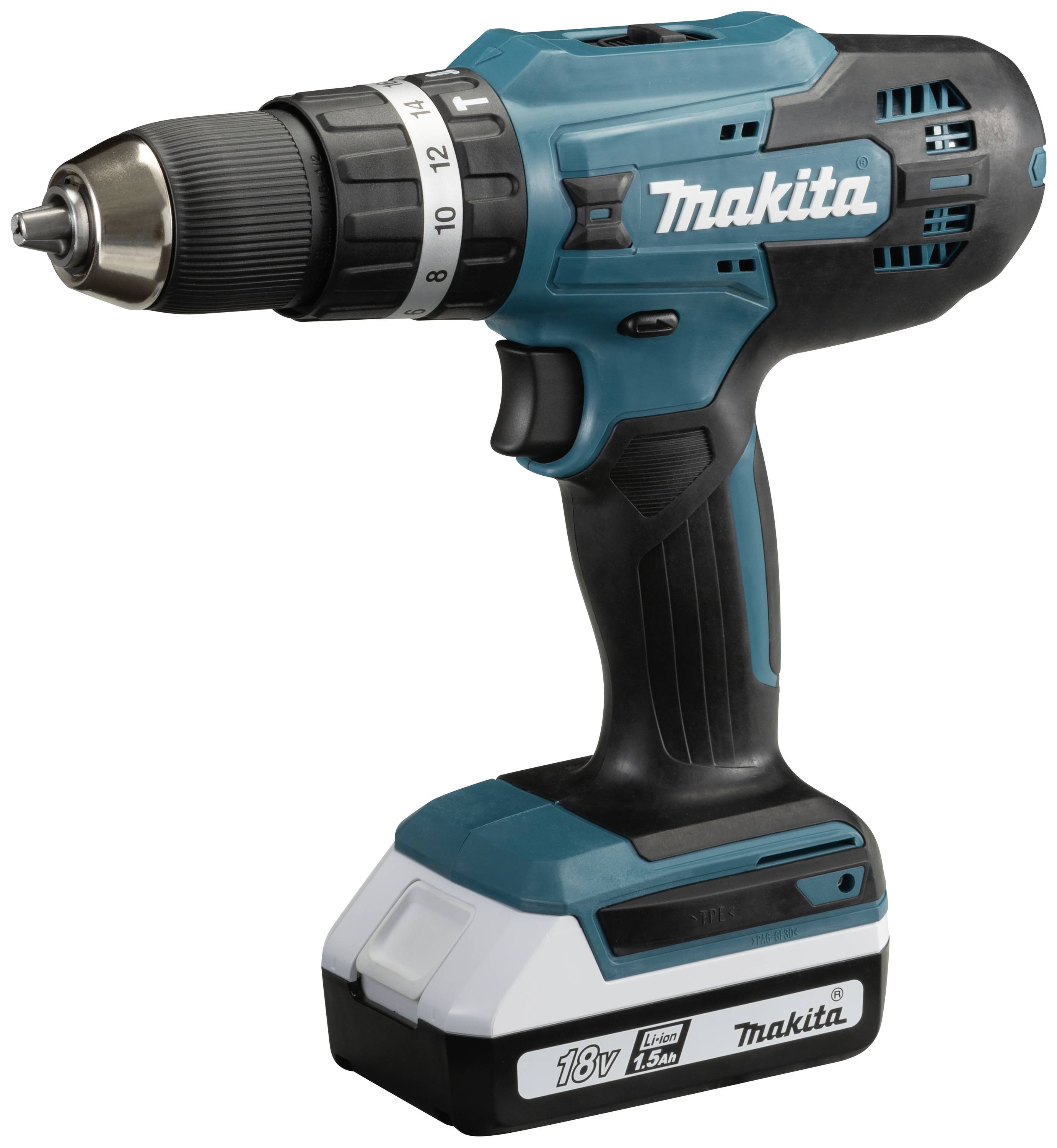 Makita HP488D009 2-Gang-Akku-Schlagbohrschrauber inkl. 2. Akku, inkl. Ladegerät, inkl. Koffer, mit Zubehör