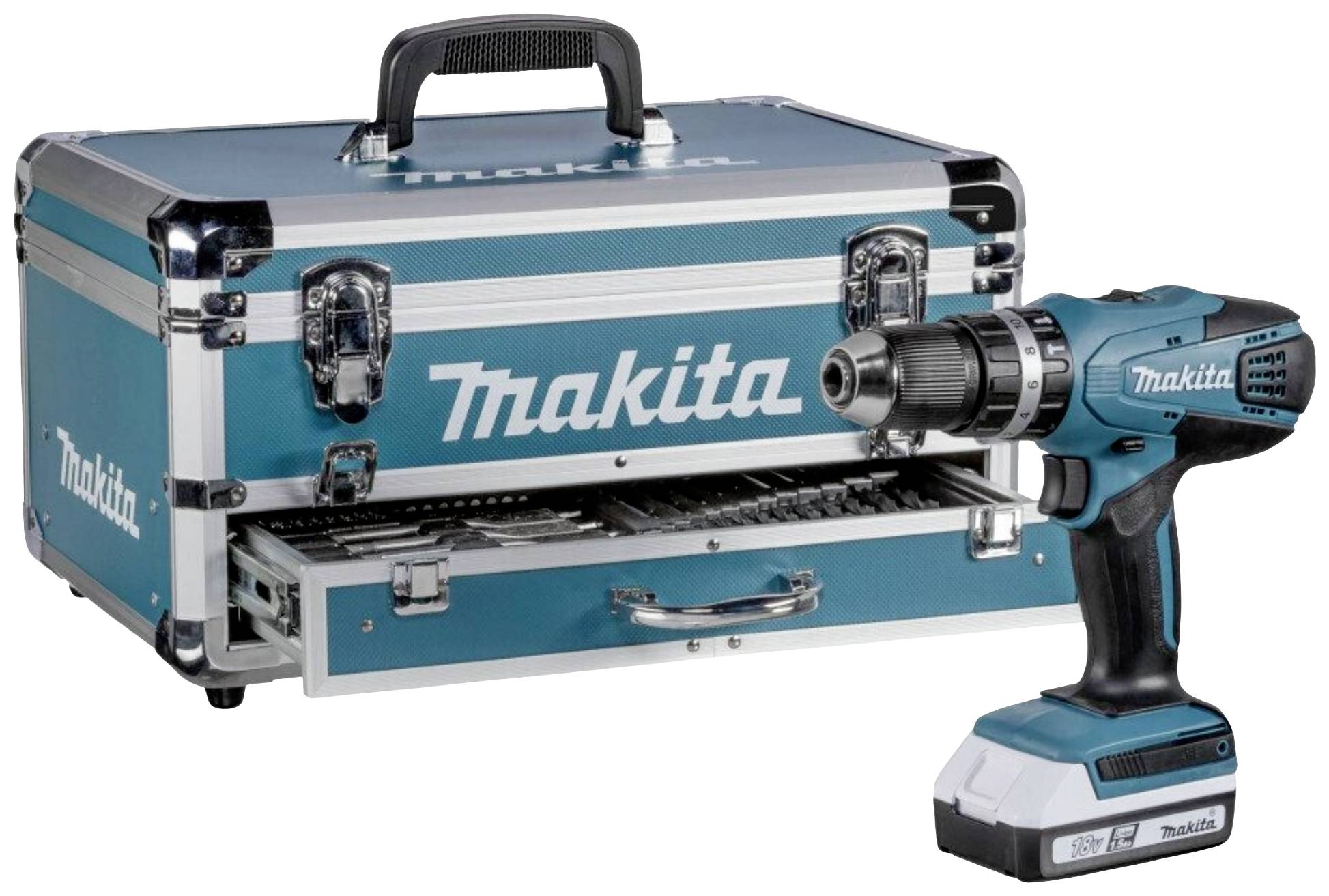 Makita HP488D009 2-Gang-Akku-Schlagbohrschrauber inkl. 2. Akku, inkl. Ladegerät, inkl. Koffer, mit