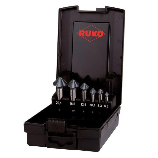 RUKO ULTIMATECUT 4S 102890PRO Kegelsenker-Set 6teilig 6.30 mm, 8.30 mm, 10.40 mm, 12.40 mm, 16.50 mm, 20.50mm HSS Zylinderschaft