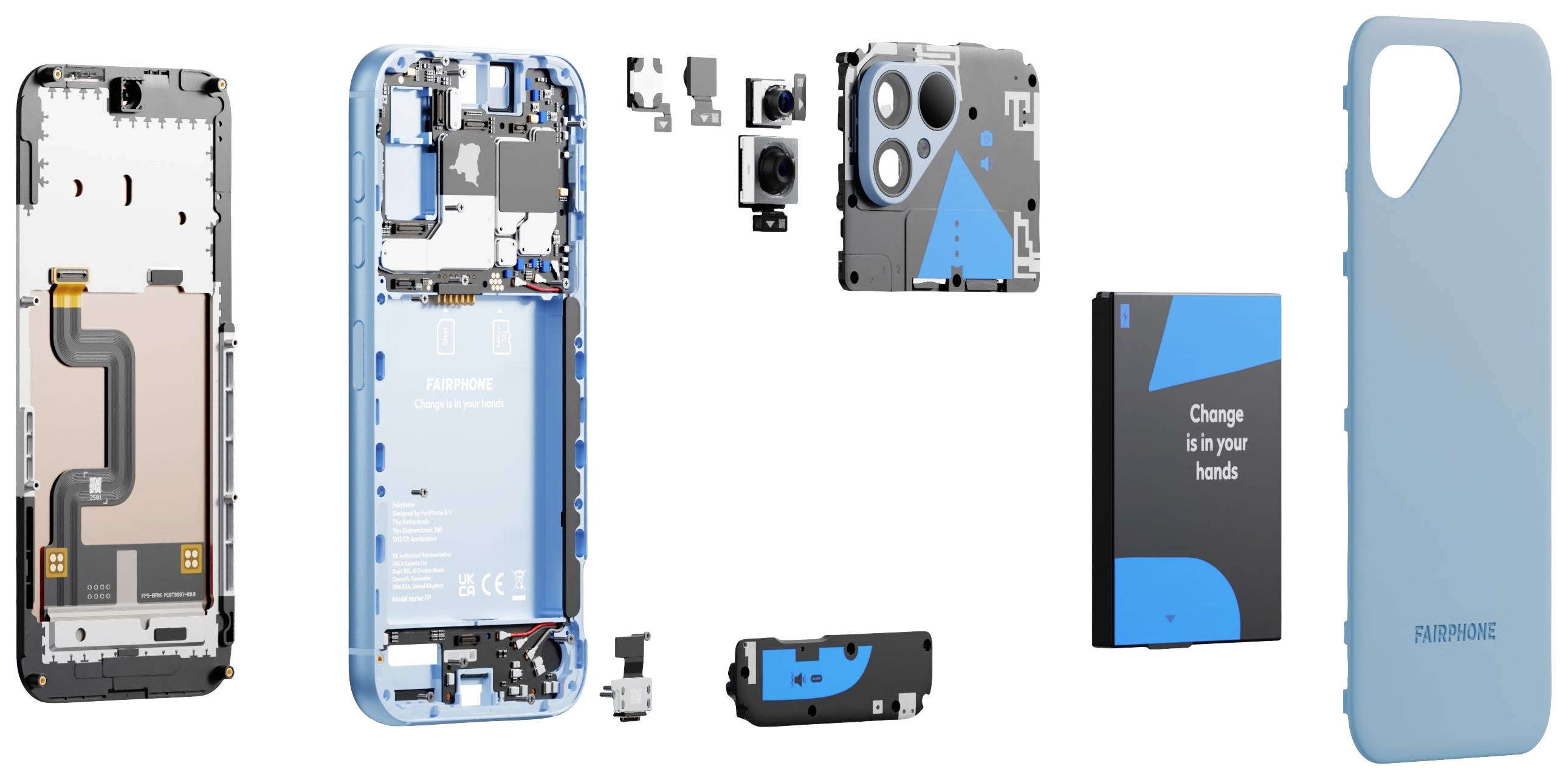 Fairphone 5 256 GB 16.4 cm (6.46 Zoll) Himmelblau Android™ 13 Dual-SIM Smartphone