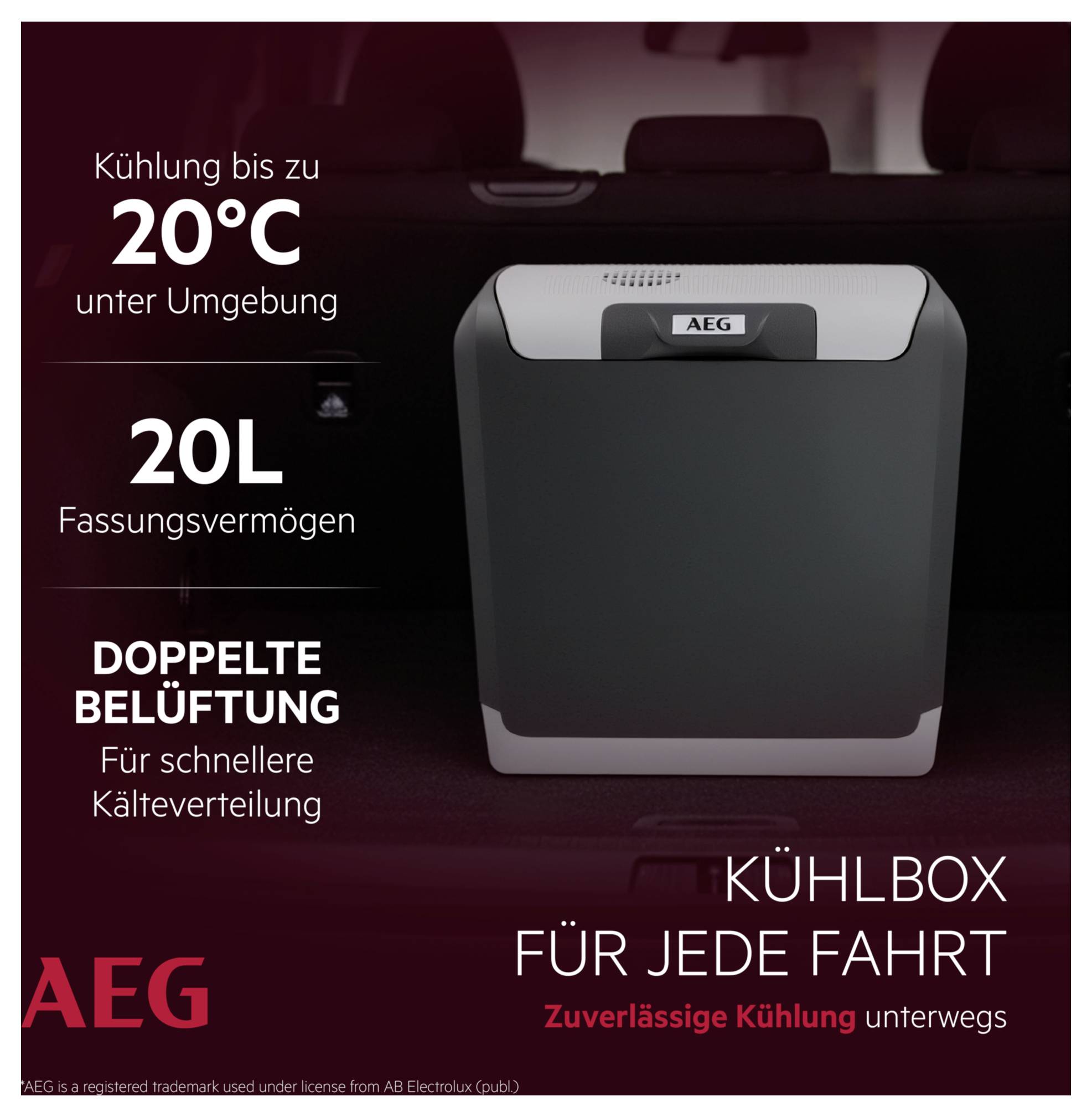 AEG KK20 Kühlbox EEK: D (A - G) Thermoelektrisch Schwarz, Grau 20°C unter Umgebungstemperatur