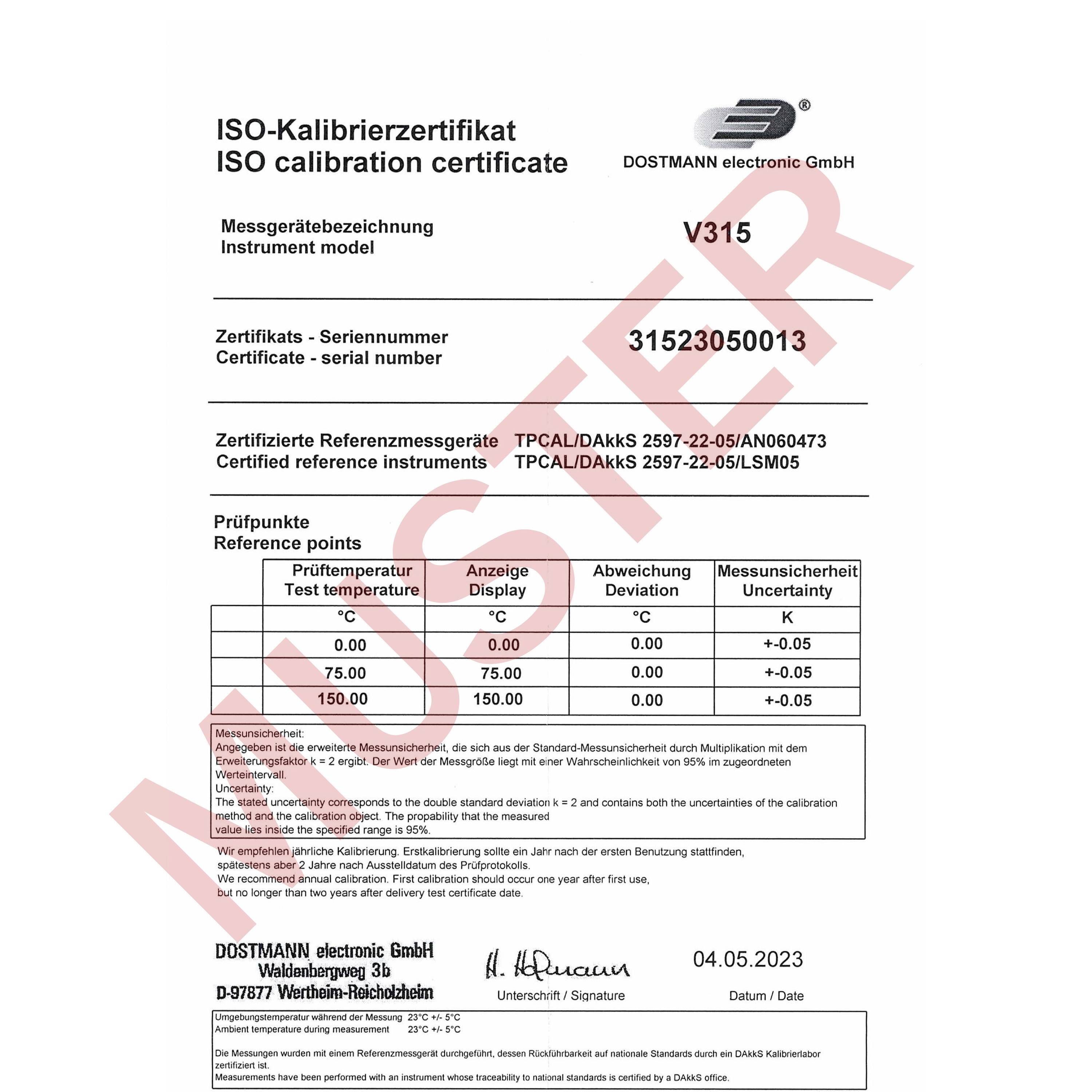 TFA Dostmann Digitales Präzisions-Einstichthermometer V315 Einstichthermometer (HACCP) kalibriert (