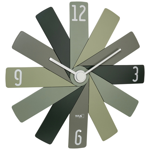 TFA Dostmann 60.3020.04 Quarz Wanduhr 400mm x 37mm x 400mm Grün, Oliv, Waldgrün Schleichendes Uhrwerk (lautlos)