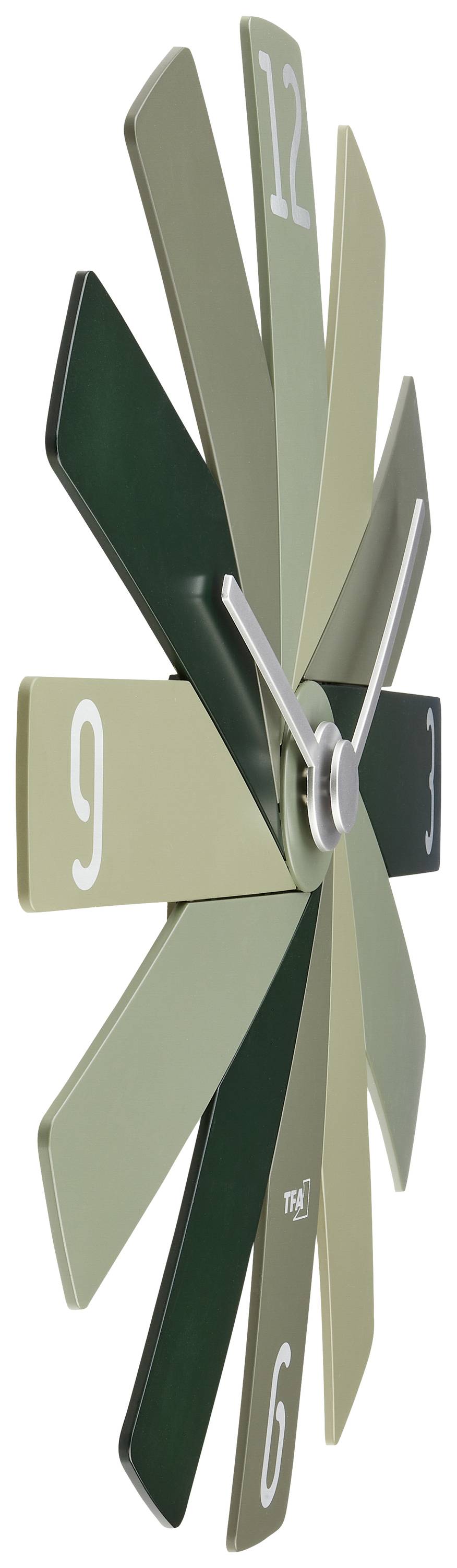 TFA Dostmann 60.3020.04 Quarz Wanduhr 400mm x 37mm x 400mm Grün, Oliv, Waldgrün Leisegang-Uhrwerk
