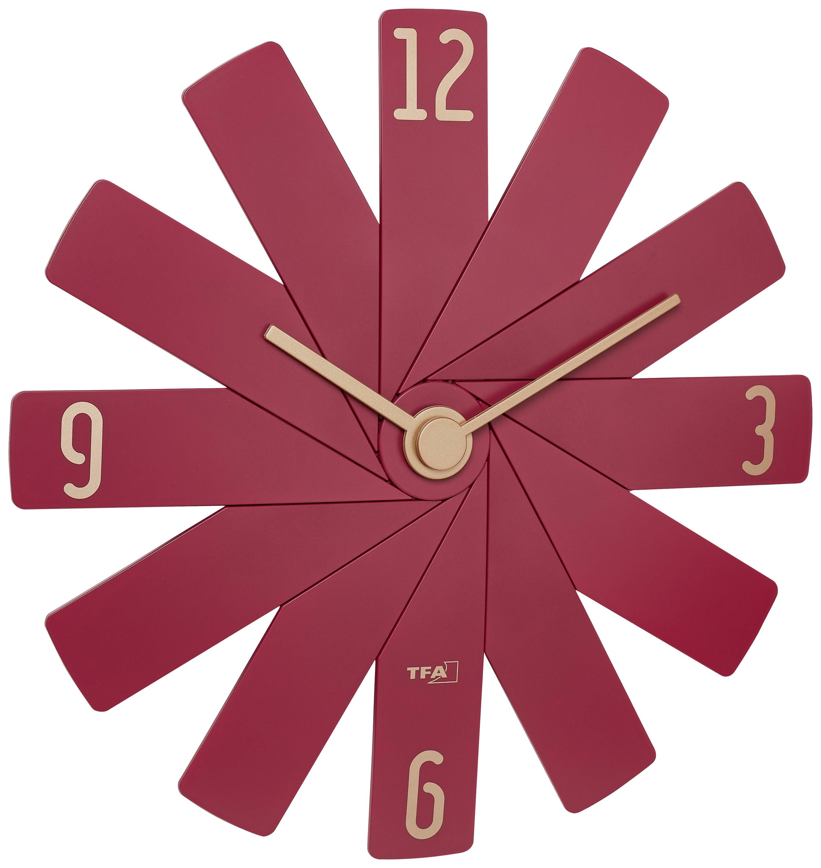 TFA Dostmann 60.3020.05 Quarz Wanduhr 400 mm x 37 mm x 400 mm Rot Leisegang-Uhrwerk