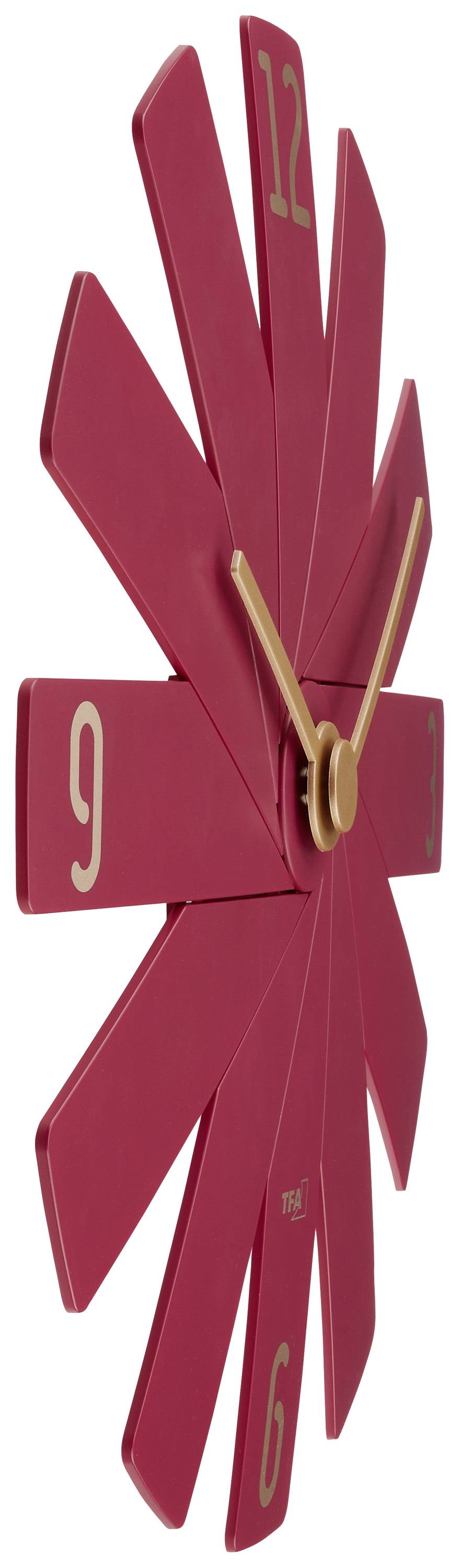 TFA Dostmann 60.3020.05 Quarz Wanduhr 400 mm x 37 mm x 400 mm Rot Leisegang-Uhrwerk