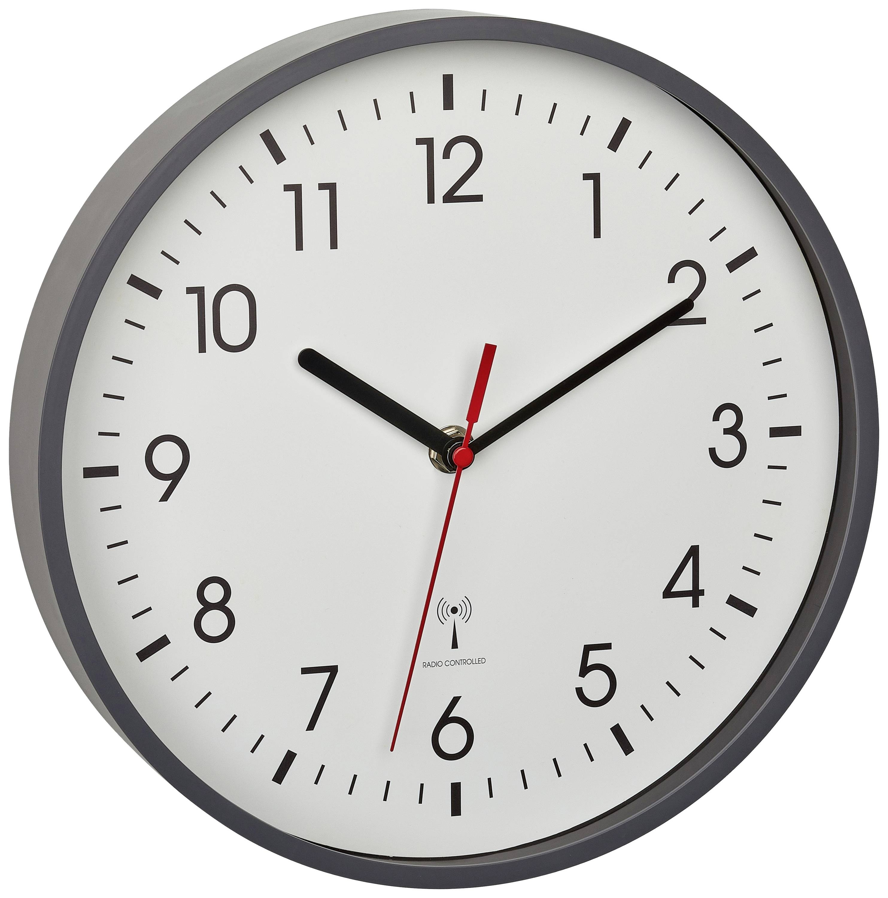 TFA Dostmann 60.3550.10 Funk Wanduhr 24.5cm x 4.2cm Grau