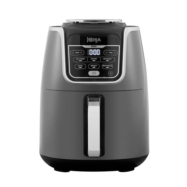 Fritteuse mit digitalem Display, das Einstellungen wie Temperatur und Zeit anzeigt. geeignet für verschiedene Garprogramme.