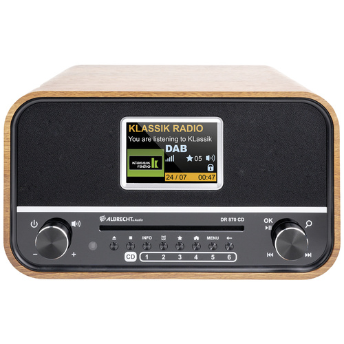 Albrecht DR 870 CD Seniorenradio, DAB+/ UKW/ CD/ USB Tischradio DAB+, UKW DAB+, UKW, Bluetooth® Weckfunktion, Inkl. Fernbedienung