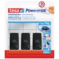 Tesa Black Hooks S Powerstrips Klebehaken Small Eckig (B x H) 14mm x 34mm Schwarz Inhalt: 3St. Tesa Black Hooks S Powerstrips Klebehaken Small Eckig (B x H) 14mm x 34mm Schwarz Inhalt: 3St.