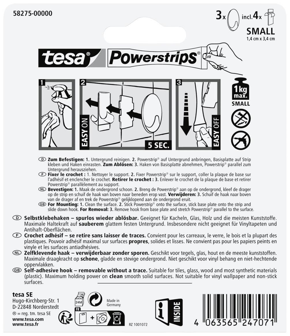 Tesa Black Hooks S Powerstrips Klebehaken Small Oval (B x H) 14mm x 34mm Schwarz Inhalt: 3St.