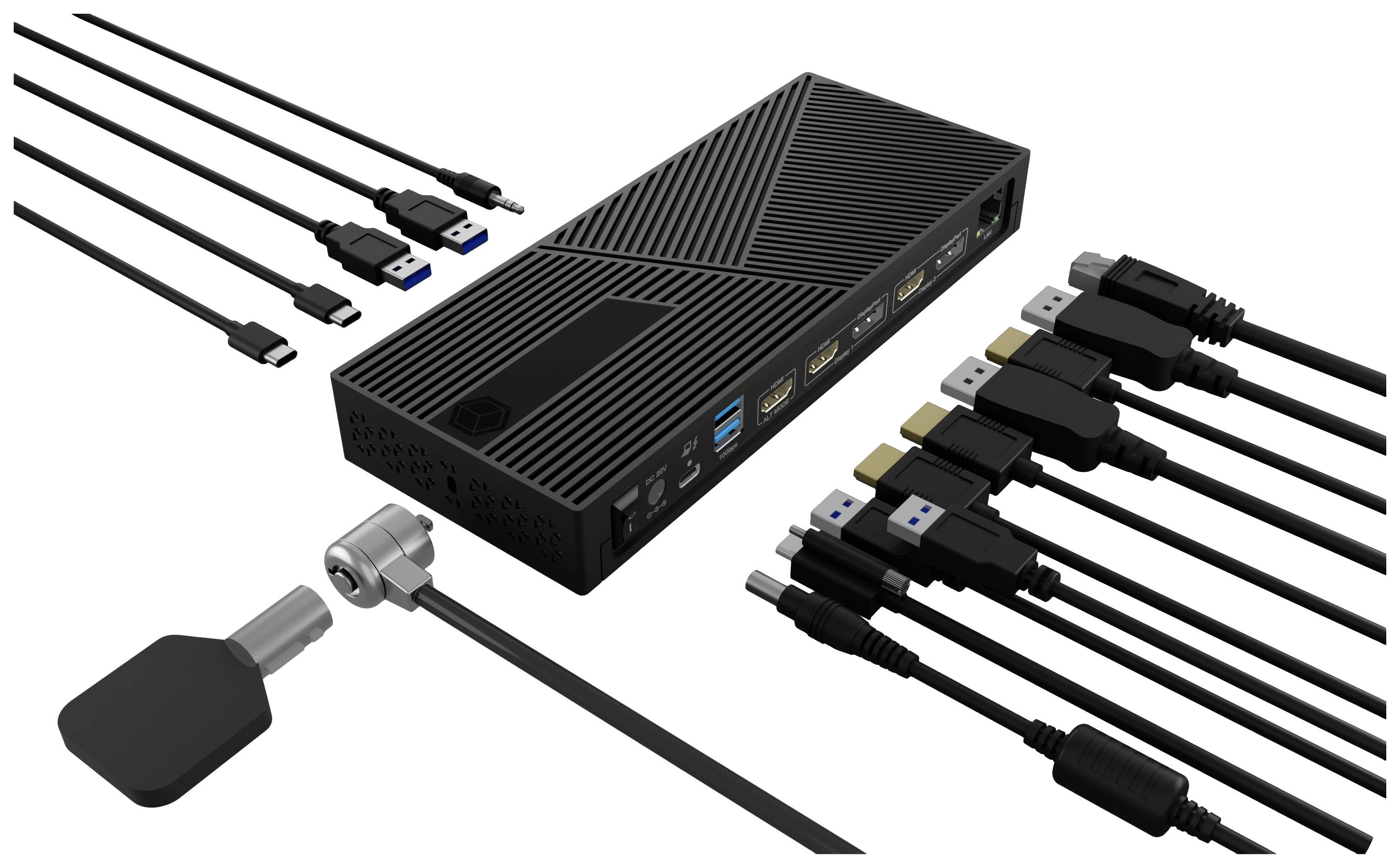 ICY BOX USB-C® Dockingstation IB-DK2246AC Passend für Marke Dockingstations: Universal inkl. Kensington-Schloss, inkl. Ladefunktion, USB-C® Power