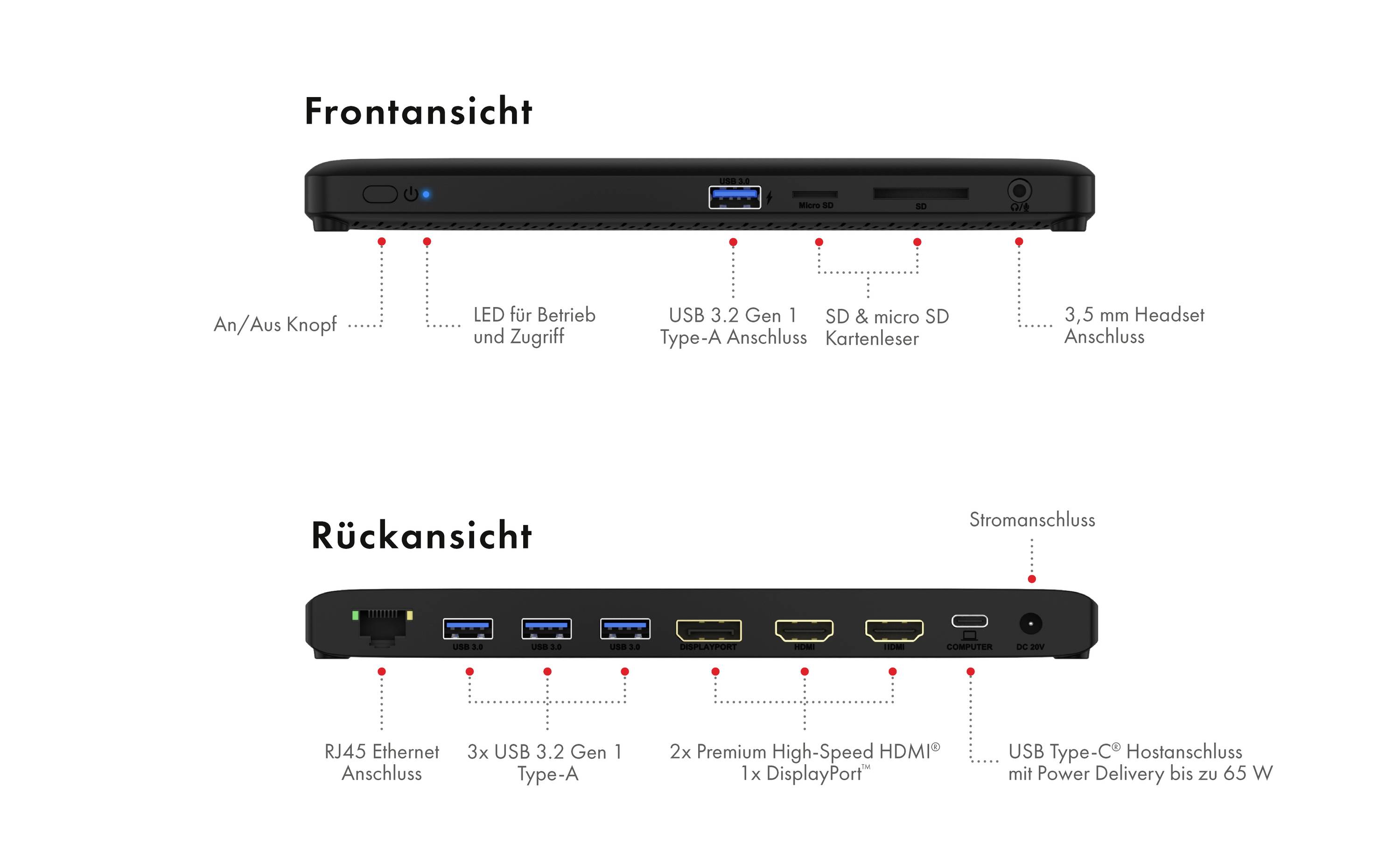 ICY BOX USB-C® Dockingstation IB-DK2416-C Passend für Marke Dockingstations: Universal inkl. Kensington-Schloss, inkl