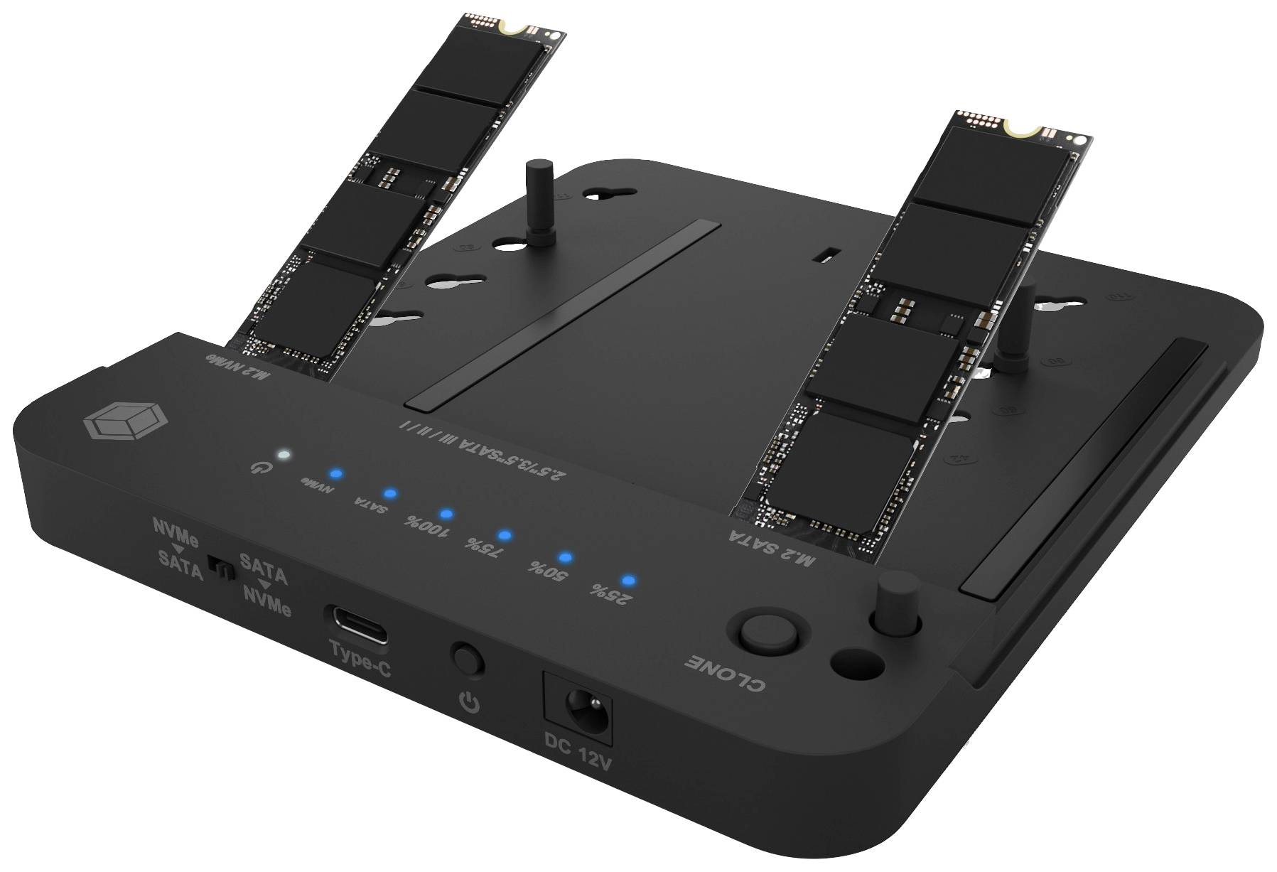 ICY BOX IB-2915MSCL-C31 USB-C® USB 3.2 (Gen 2) M.2 PCIe NVMe, M.2 SATA, SATA I, SATA II, SATA III F