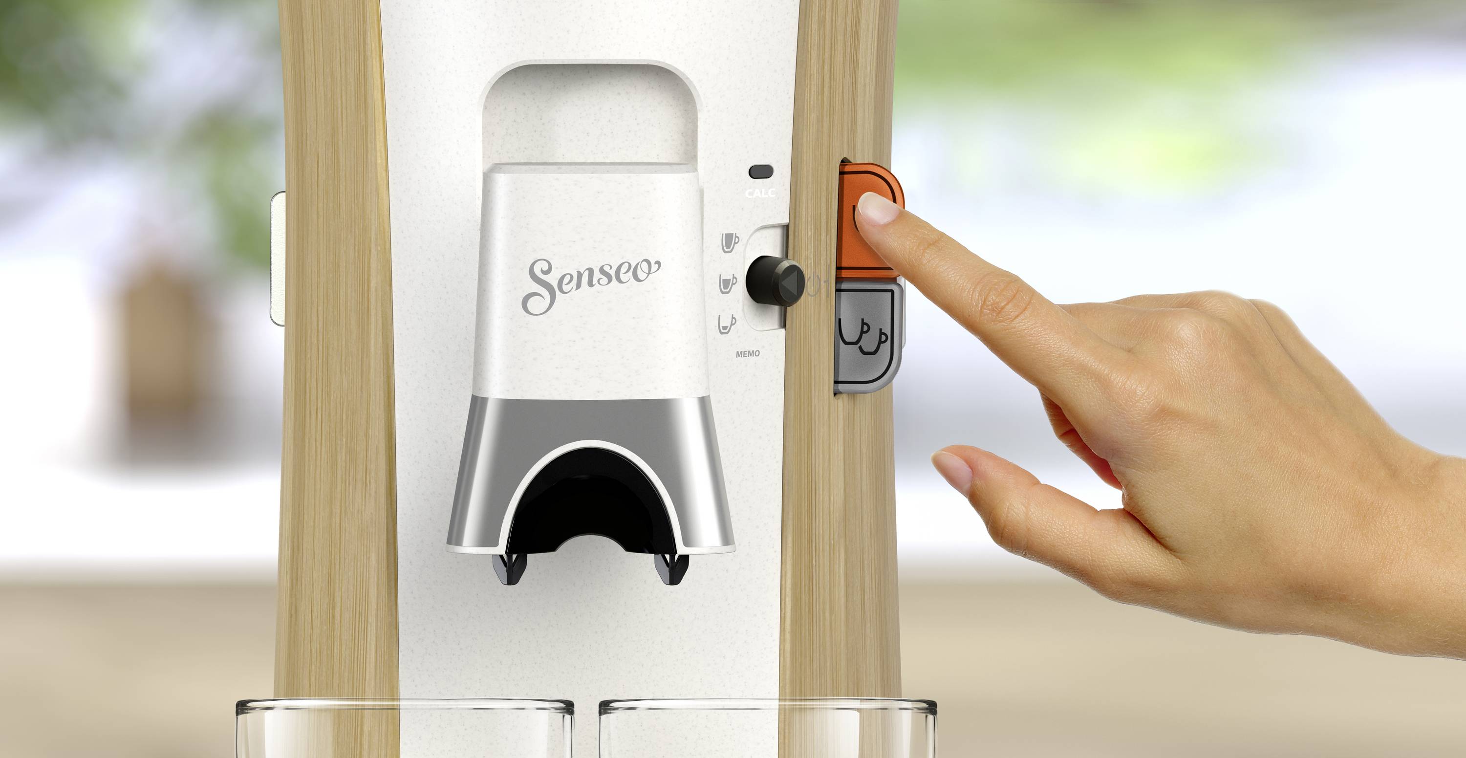 SENSEO® CSA240/05 Kaffeepadmaschine Weiß, Holz
