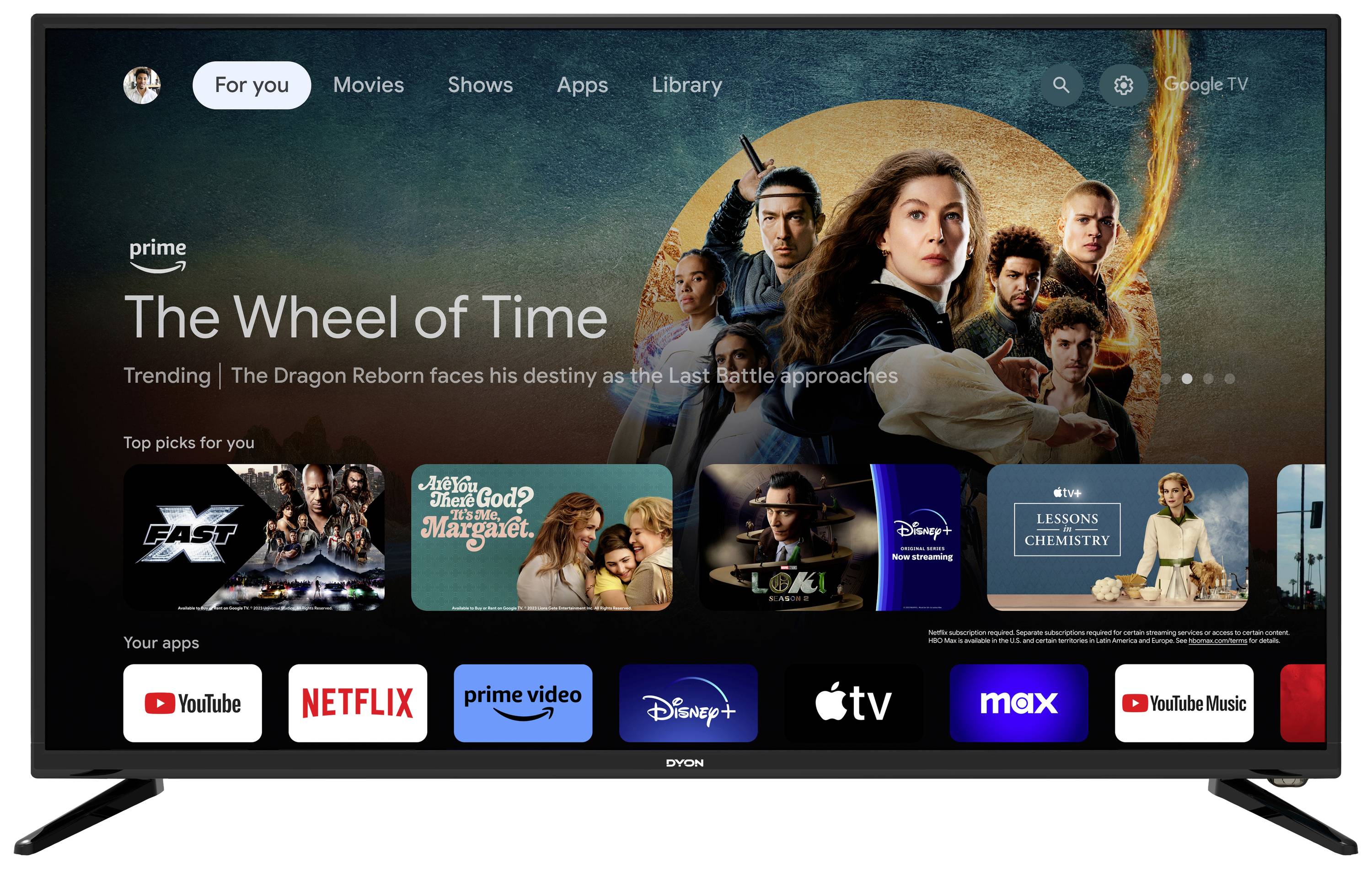 Dyon iGoo-TV 43F LED-TV 109.2 cm 43 Zoll EEK F (A - G) CI+, DVB-C, DVB-S2, DVB-T2, Full HD, Smart TV, WLAN Schwarz