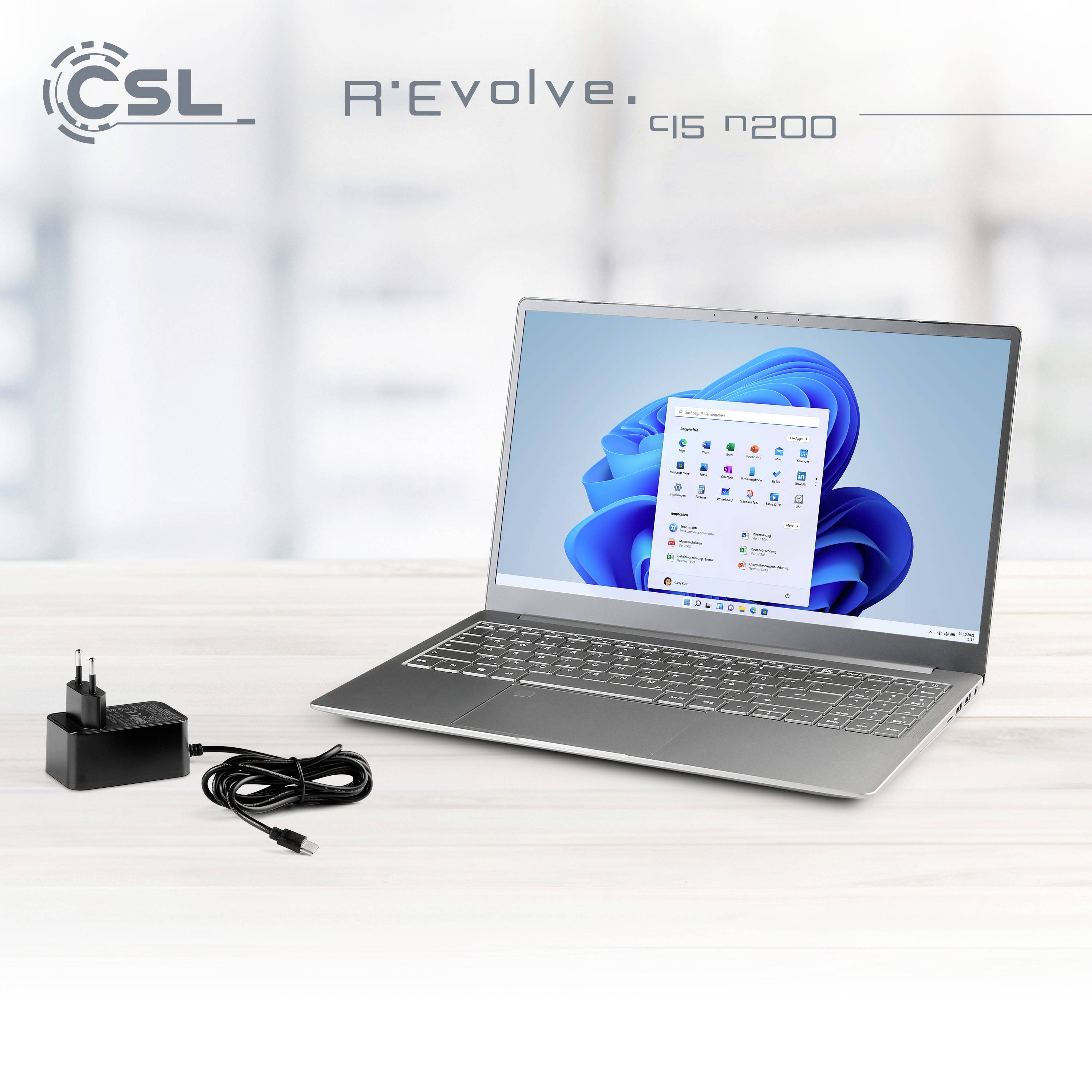 CSL Computer Notebook R'Evolve C15 v3 39.6cm (15.6 Zoll) Full HD Intel® N N200 16GB RAM 1TB SSD Deutsch, QWERTZ Silber 90026