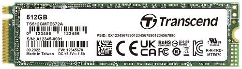 Transcend MTE672A 512GB Interne M.2 PCIe NVMe SSD 2280 PCIe NVMe 3.0 x4 Retail TS512GMTE672A