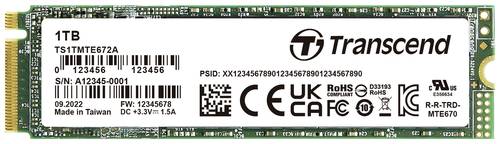 Transcend MTE672A 1TB Interne M.2 PCIe NVMe SSD 2280 PCIe NVMe 3.0 x4 Retail TS1TMTE672A