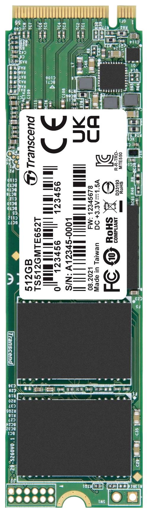 Transcend MTE652T 512 GB Interne M.2 PCIe NVMe SSD 2280 PCIe NVMe 3.0 x4 Industrial TS512GMTE652T