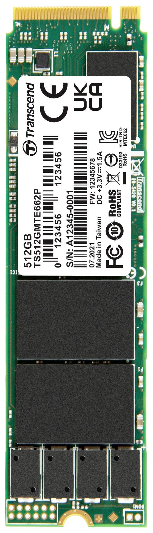 Transcend MTE662P 512 GB Interne M.2 PCIe NVMe SSD 2280 PCIe NVMe 3.0 x4 Industrial TS512GMTE662P