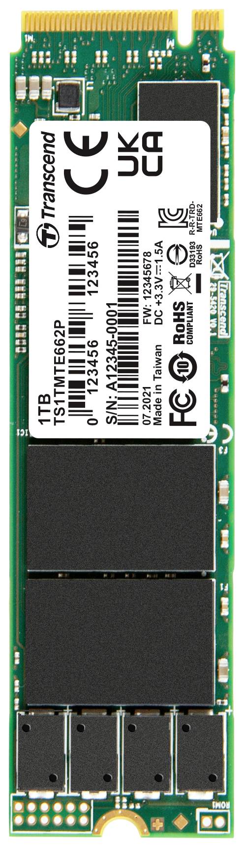Transcend MTE662P 1TB Interne M.2 PCIe NVMe SSD 2280 PCIe NVMe 3.0 x4 Industrial TS1TMTE662P