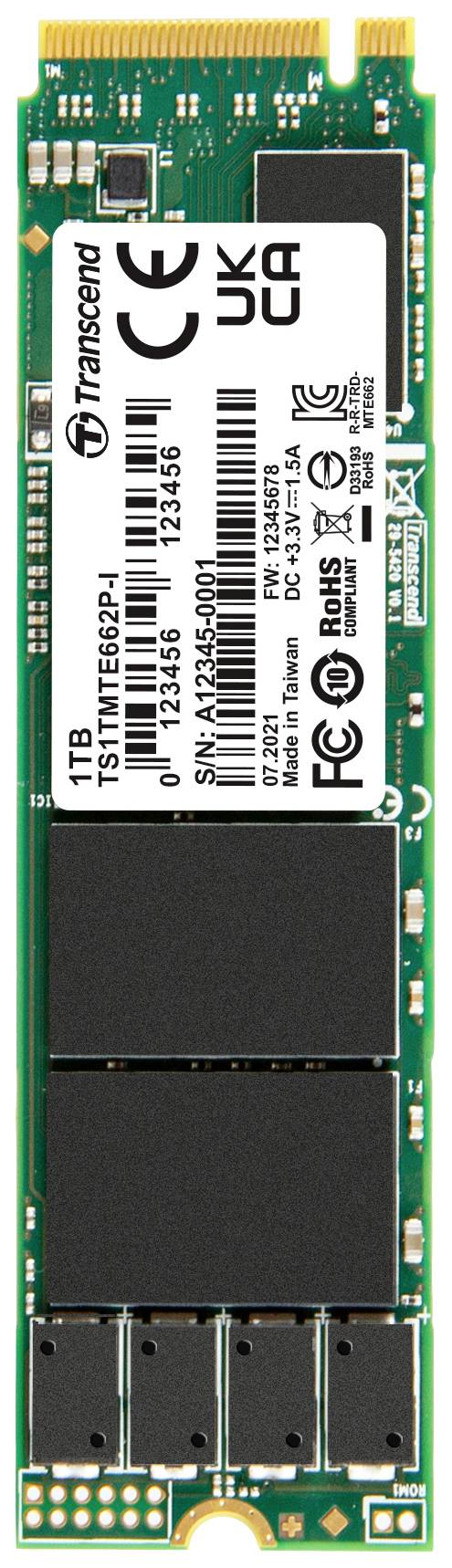 Transcend MTE662P-I 1TB Interne M.2 PCIe NVMe SSD 2280 PCIe NVMe 3.0 x4 Industrial TS1TMTE662P-I