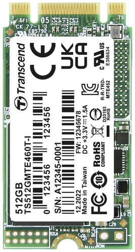 Transcend MTE460T-I 512GB Interne M.2 PCIe NVMe SSD 2242 PCIe NVMe 3.0 x2 Industrial TS512GMTE460T-I