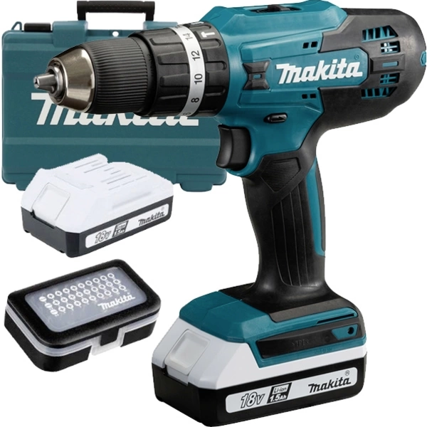 Makita HP488D011 Akku-Schlagbohrschrauber 18V 1.5Ah Li-Ion inkl. 2. Akku, inkl. Ladegerät, inkl. Koffer, mit Zubehör Makita HP488D011 Akku-Schlagbohrschrauber 18V 1.5Ah Li-Ion inkl. 2. Akku, inkl. Ladegerät, inkl. Koffer, mit Zubehör