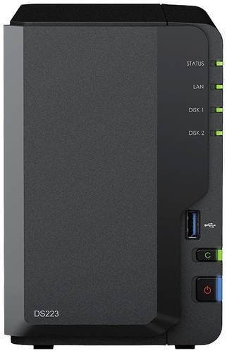 Synology DiskStation DS223 NAS-Server Gehäuse 0GB 2 Bay USB 3.2 Gen 1 Frontanschluss (USB 3.0), Syn