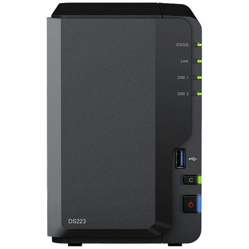 Synology DiskStation DS223 NAS-Server Gehäuse 0 GB 2 Bay USB 3.2 Gen 1 Frontanschluss (USB 3.0), Sy