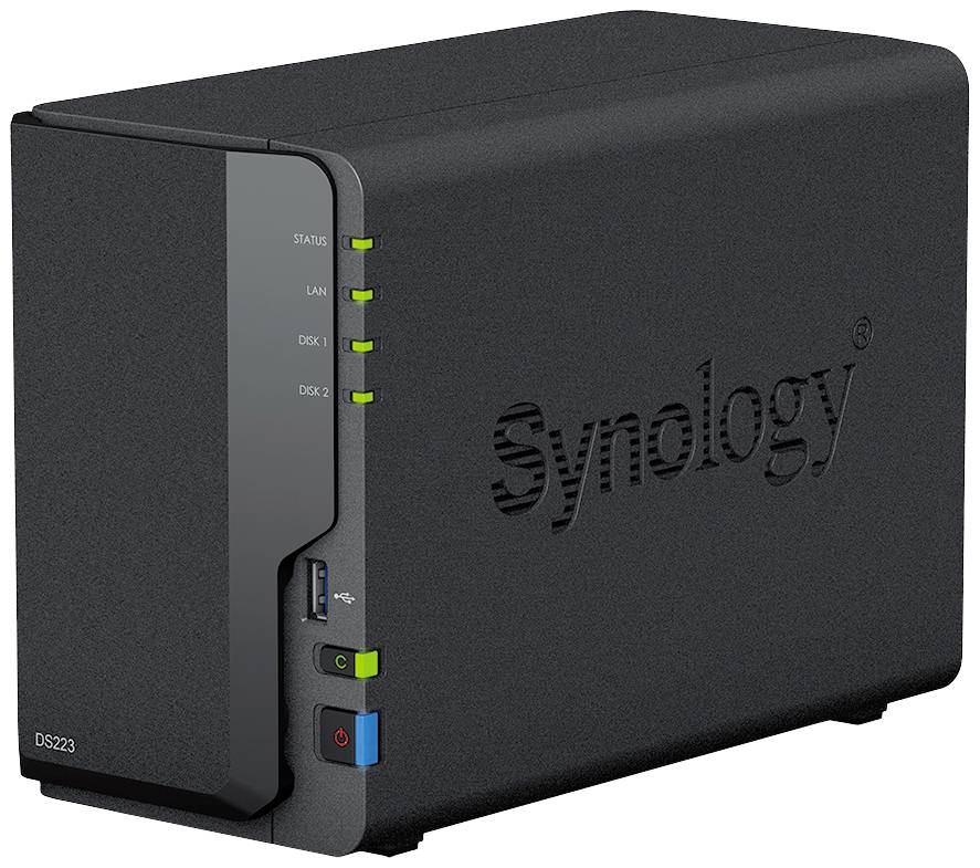 Synology DiskStation DS223 NAS-Server Gehäuse 0 GB 2 Bay USB 3.2 Gen 1 Frontanschluss (USB 3.0), Synology® Hard- und Software, Hardware-Verschlüss