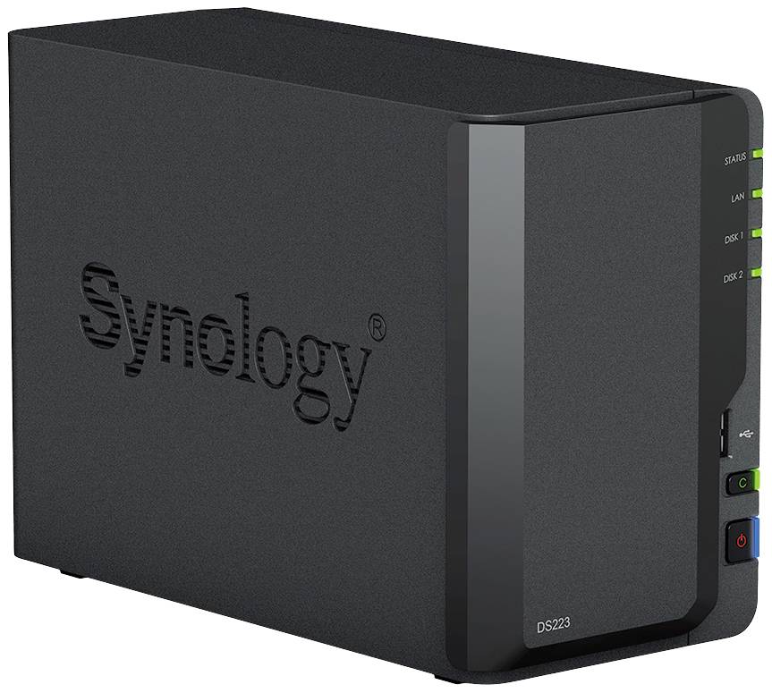 Synology DiskStation DS223 NAS-Server Gehäuse 0GB 2 Bay USB 3.2 Gen 1 Frontanschluss (USB 3.0), Synology® Hard- und Software