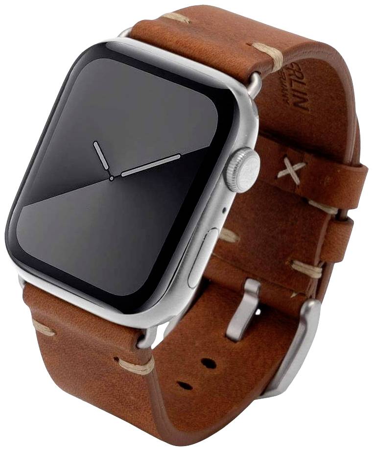 JT Berlin Watchband Alex II Vintage Armband 42 mm, 44 mm, 45 mm, 46mm M Braun, Silber Watch Series 1, Watch Series 2, Watch