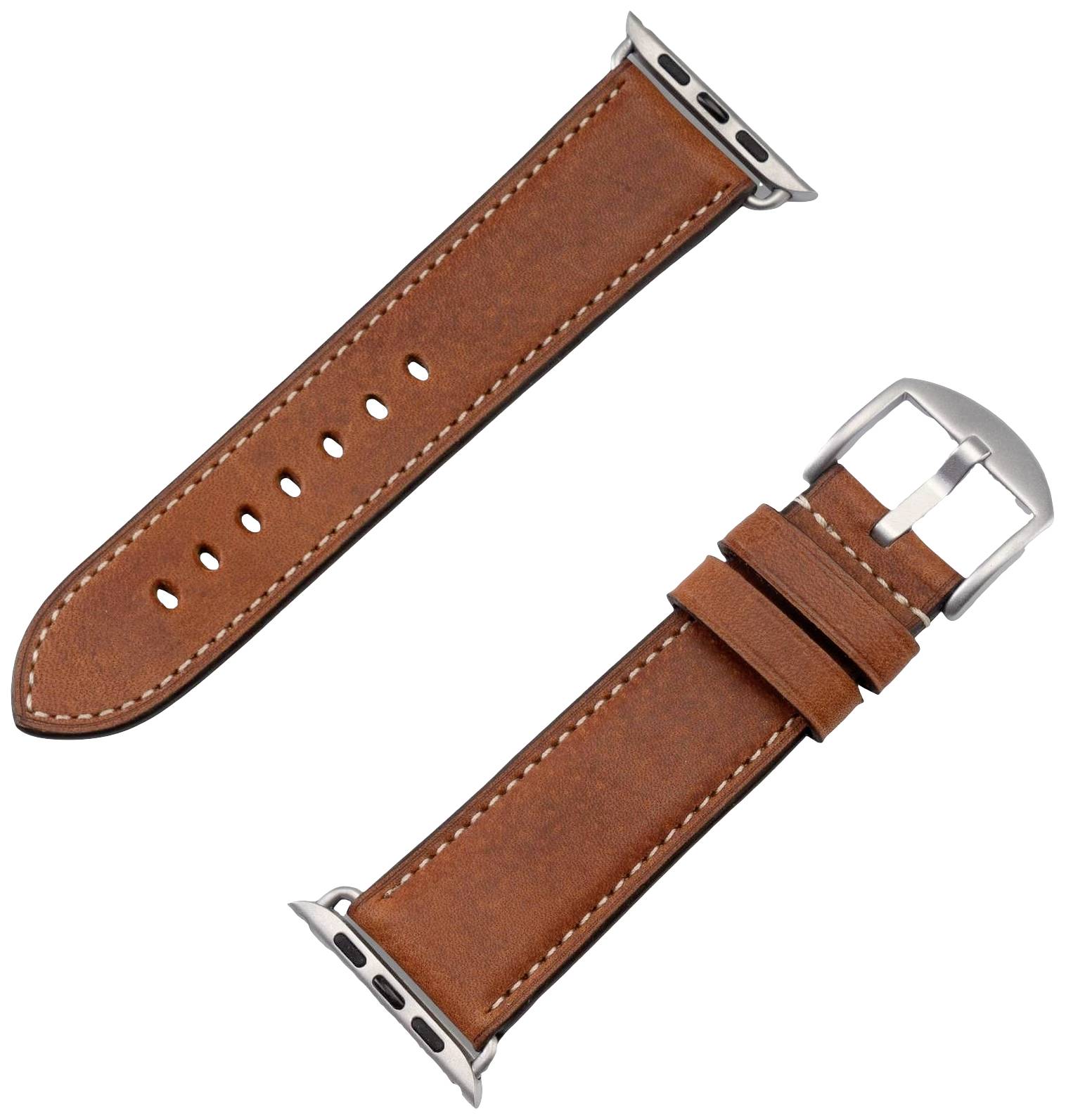 JT Berlin Watchband Charlie Armband 42 mm, 44 mm, 45 mm, 49mm M Braun, Silber Watch Series 1, Watch Series 2, Watch Series