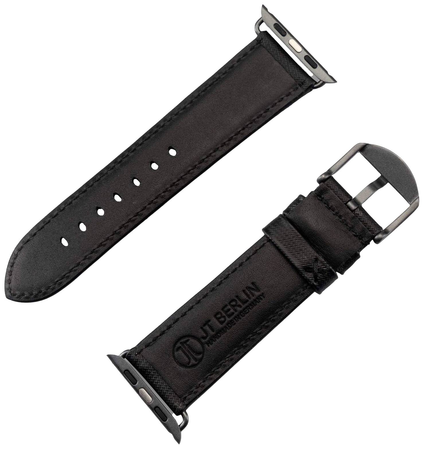 JT Berlin Watchband Wannsee Armband 42 mm, 44 mm, 45 mm, 49mm M Schwarz, Space Grau Watch Series 1, Watch Series 2, Watch Series