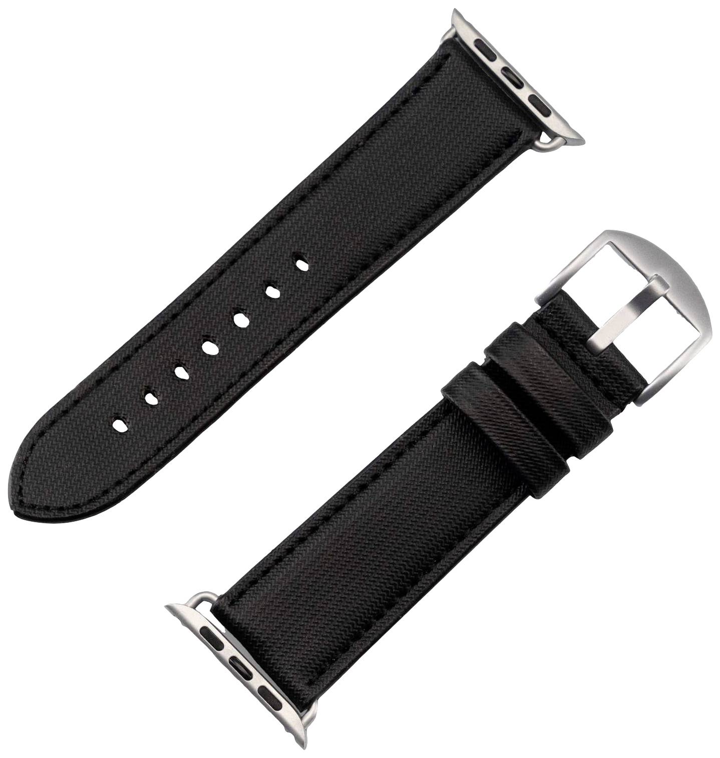JT Berlin Watchband Wannsee Armband 42 mm, 44 mm, 45 mm, 49mm M Schwarz, Silber Watch Series 1, Watch Series 2, Watch Series