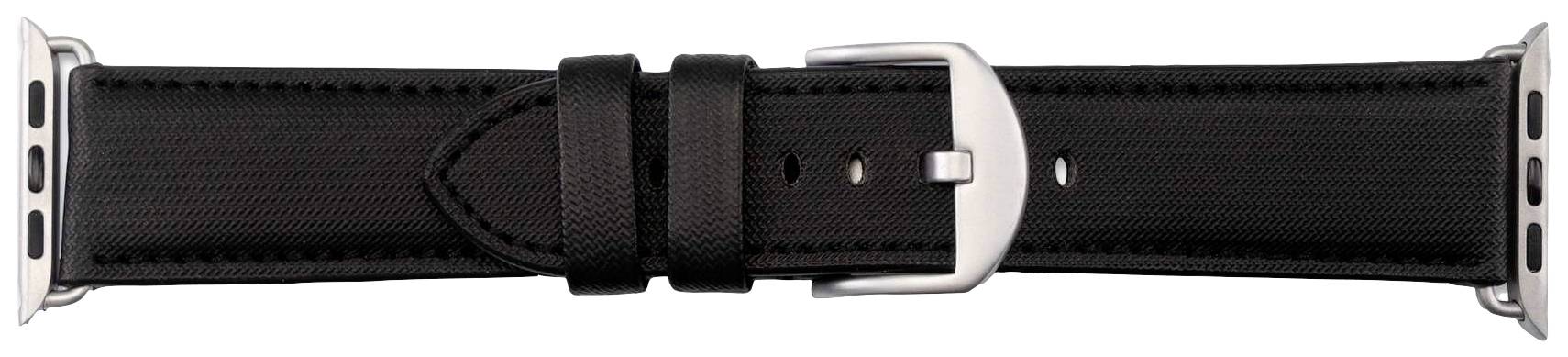 JT Berlin Watchband Wannsee Armband 42 mm, 44 mm, 45 mm, 49mm M Schwarz, Silber Watch Series 1, Watch Series 2, Watch Series