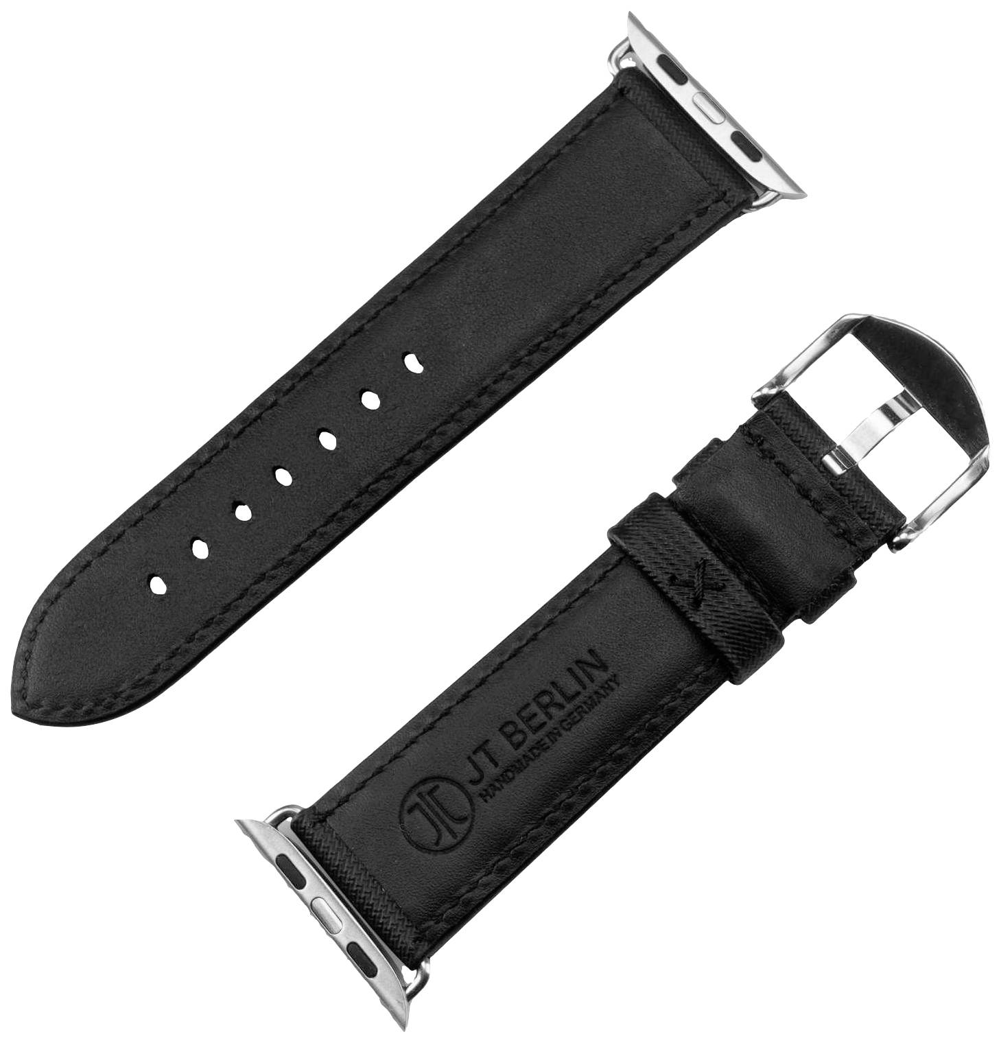 JT Berlin Watchband Wannsee Armband 42 mm, 44 mm, 45 mm, 49mm M Schwarz, Edelstahl Watch Series 1, Watch Series 2, Watch Series