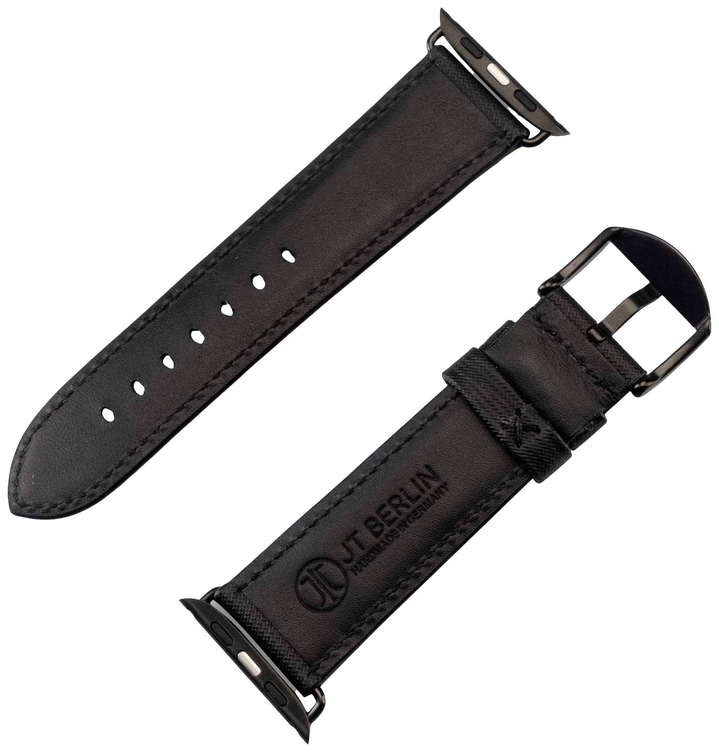 JT Berlin Watchband Wannsee Armband 42 mm, 44 mm, 45 mm, 49mm M Schwarz Watch Series 1, Watch Series 2, Watch Series 3, Watch