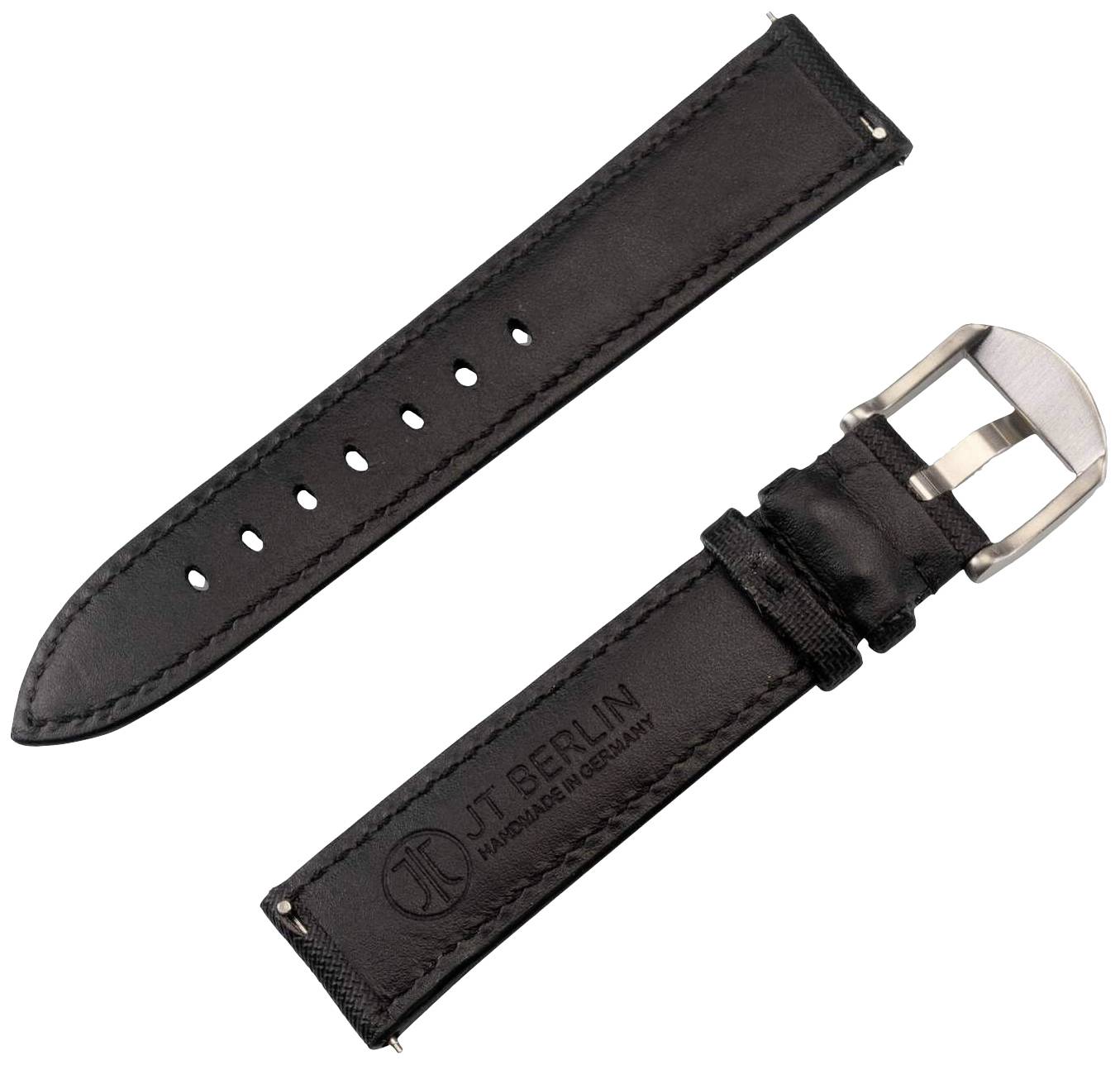 JT Berlin Watchband Wannsee Armband 44 mm, 40 mm, 47 mm, 43 mm, 45 mm, 46 mm, 42 mm, 41mm M Schwarz, Edelstahl