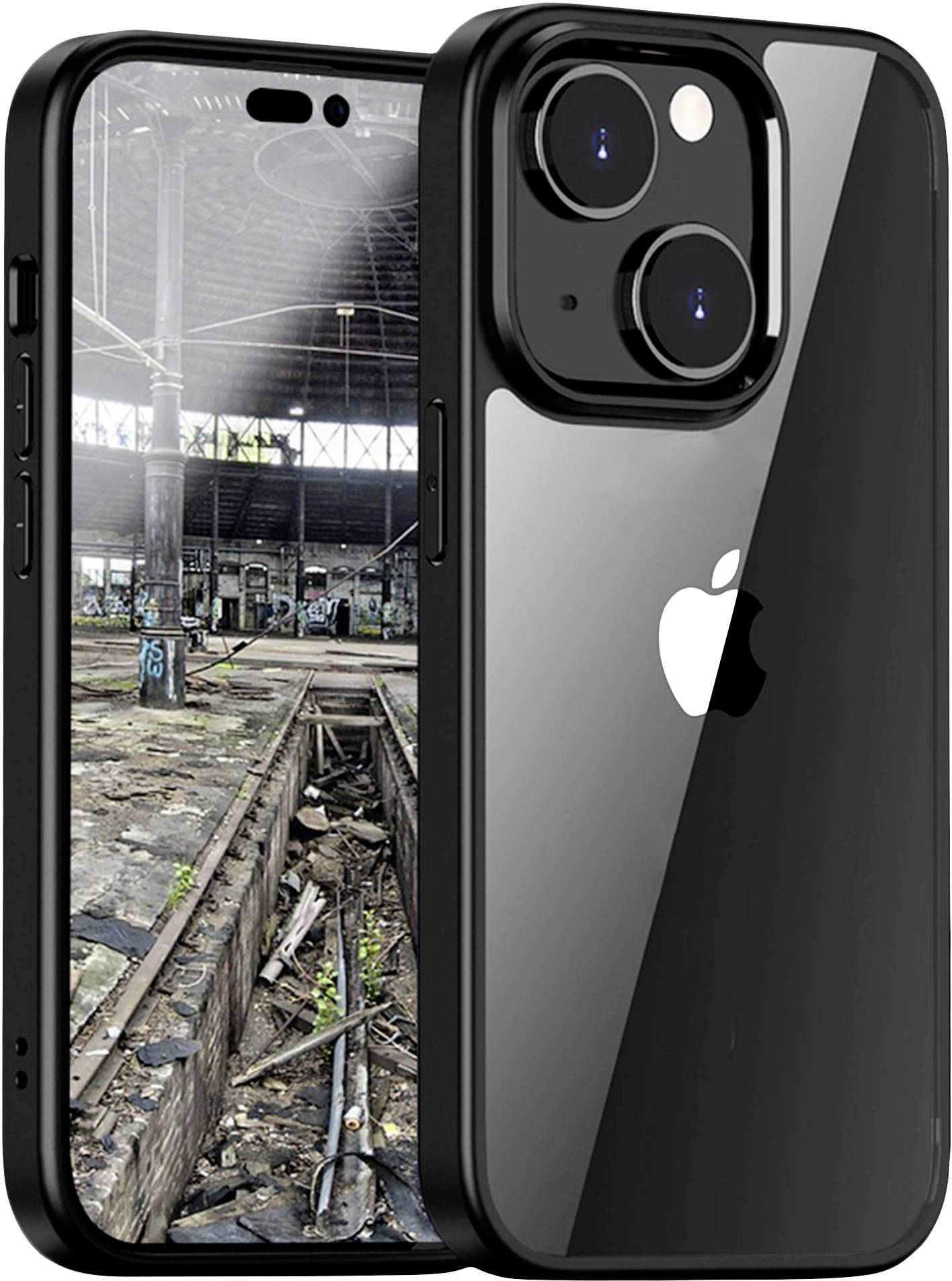 JT Berlin Pankow Hybrid Backcover Apple iPhone 13 Schwarz, Transparent Stoßfest, Induktives Laden 10921